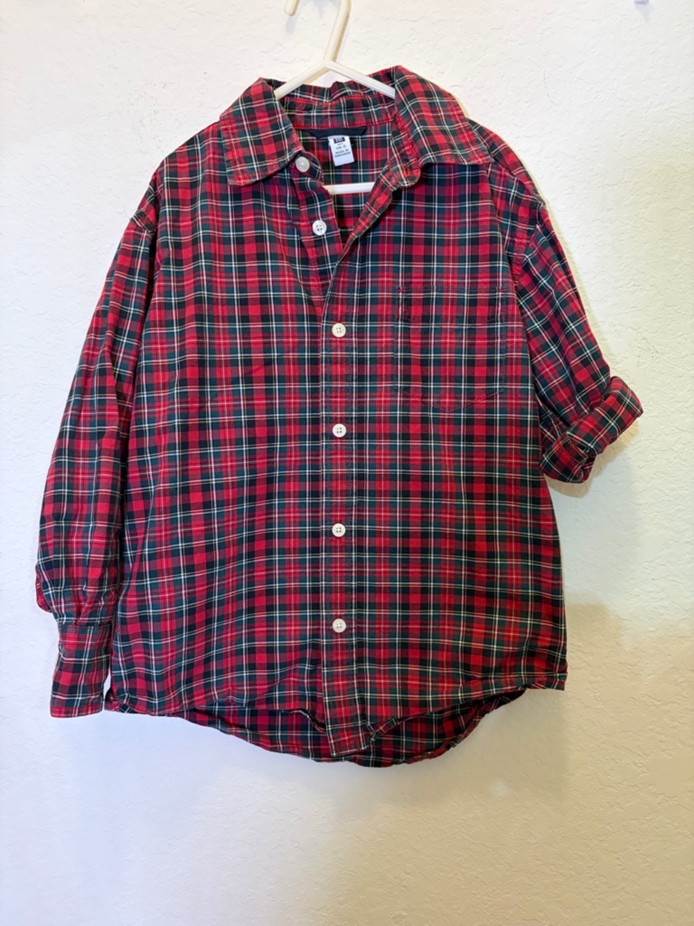 GAP Red & Green Plaid Button-Down Shirt boys